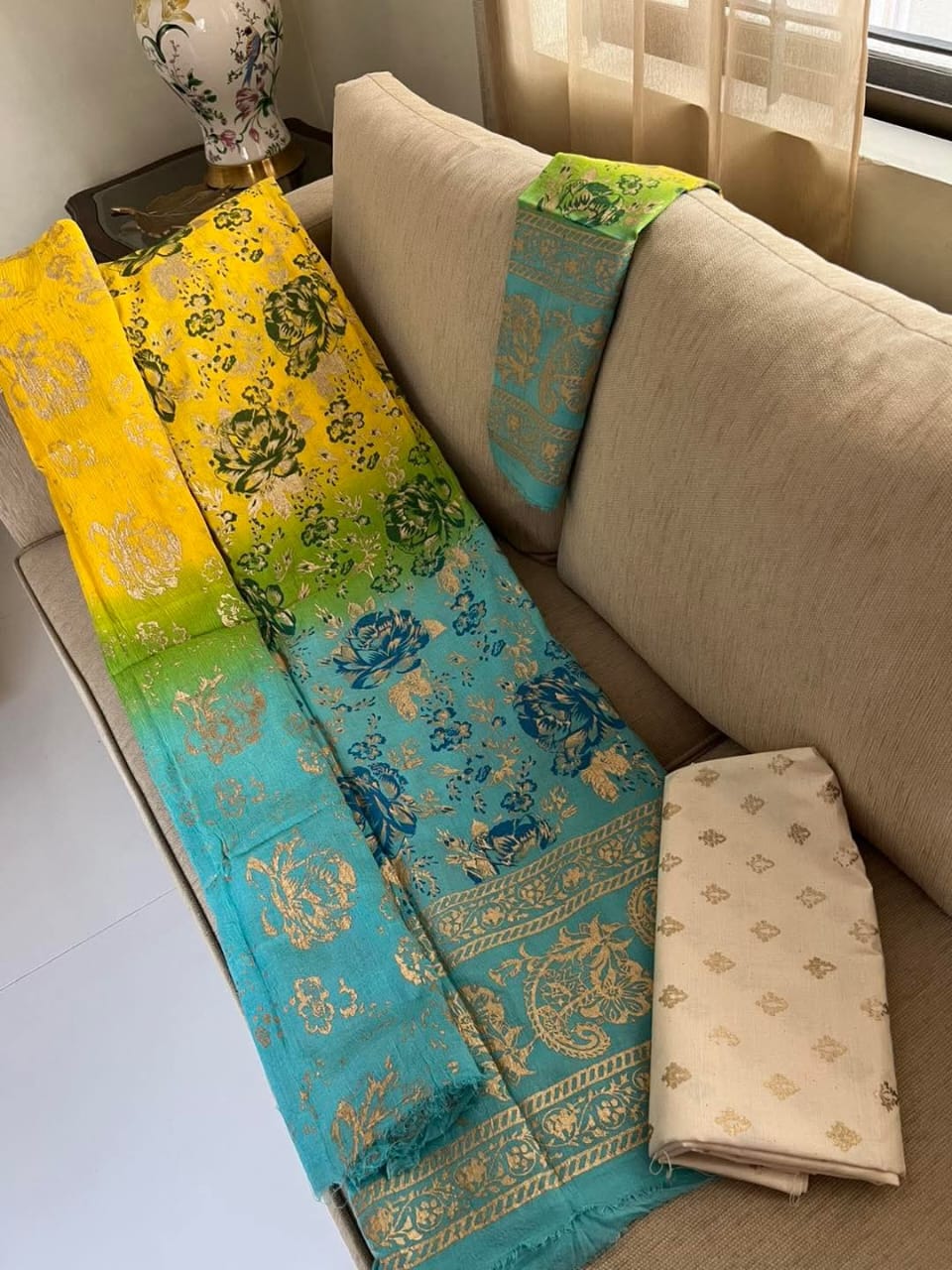 খাঁটি খাদ্দি কটন স্ক্রিন প্রিন্ট থ্রি পিস CD4